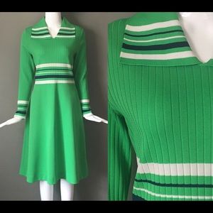 60’s 70’s Vintage Green Mod Dress